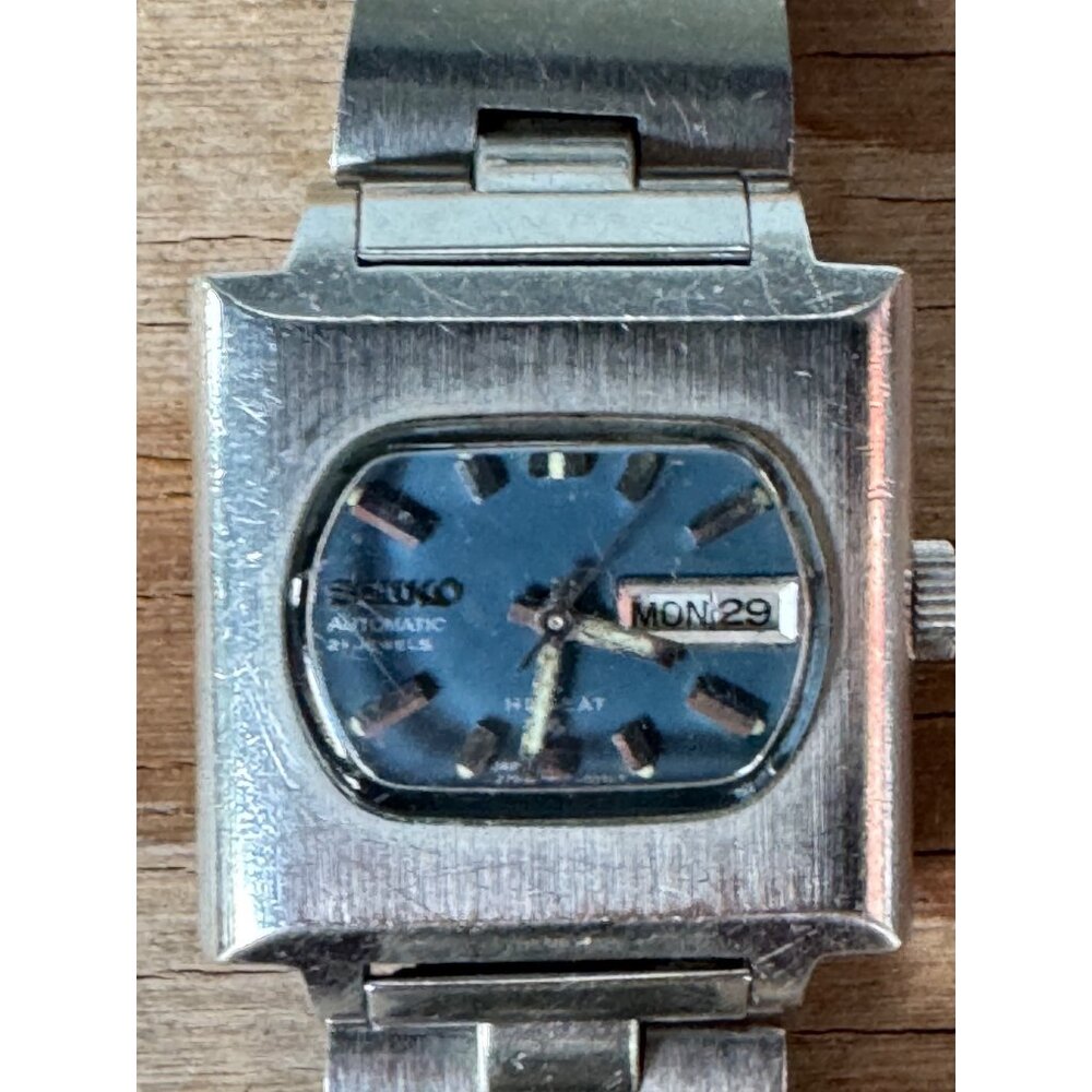 Vintage Seiko Hi Beat Automatic Ladies Silver Watch Japan Square Stainless